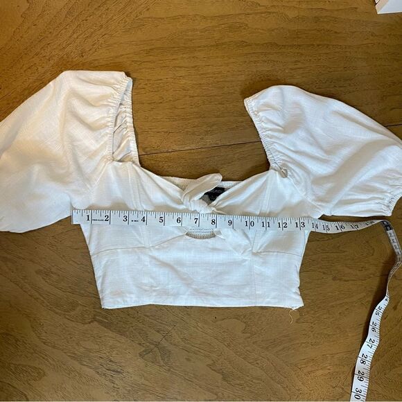 Cotton Candy LA White Milkmaid Bustier Tie Front Top w/ Puff Sleeves Size Small - Picture 8 of 10